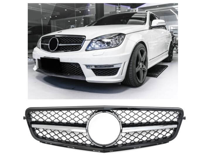 Mercedes Grille W204 – Sporty GT-R Look design in Gloss Black | Mercedes Maski W204 | Mercedes Kühlergrill W204