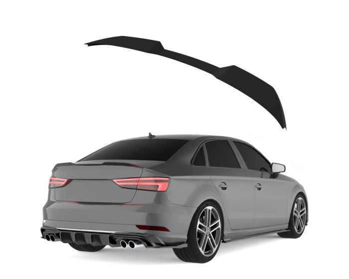 (Audi A3 S-Line S3 RS3 8V Takalippa - Takaspoileri 2016–2020 Kiiltävä musta. - Audi A3 S-Line S3 RS3 8V Rear Spoiler – Gloss black. - Audi A3 S-Line S3 RS3 8V Heckspoiler – Glänzend schwarz.)