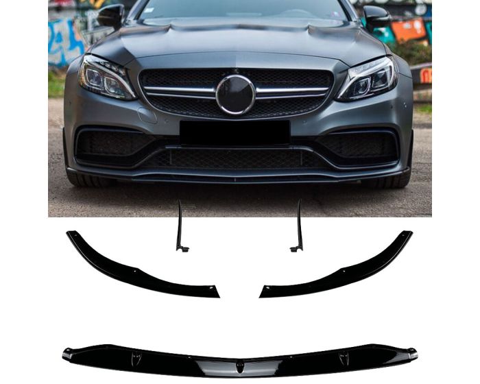 Mercedes W205 S205 C205 A205 etulippa C63 AMG 2015– kiiltävä musta – front spoiler lip. Mercedes W205 S205 C205 A205 Frontlippe C63 AMG 2015– Schwarz - Mercedes W205 S205 C205 A205 Front Lip C63 AMG 2015– Black