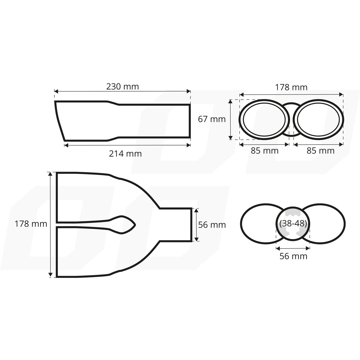 AMIO Exhaust Header, Stainless Steel, Chrome MT 010