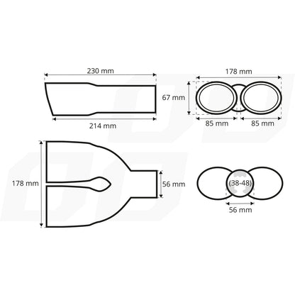 AMIO Exhaust Header, Stainless Steel, Chrome MT 010