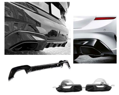 (BMW G20 G21 Diffuusori - Takadiffuusori M340i Kiiltävä musta. - BMW G20 G21 Diffuser - Rear Diffuser – Gloss black. - BMW G20 G21 Diffusor – Glänzend schwarz.)