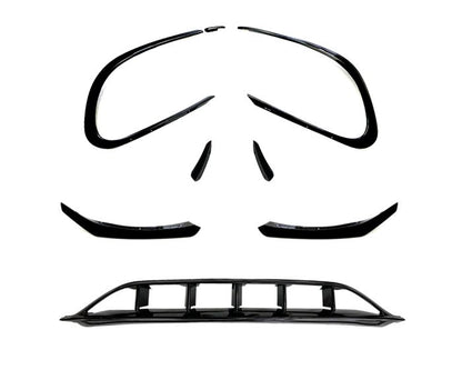 Mercedes C117 X117 etulippa AMG Look Facelift 2016– musta – 8-osainen front spoiler. - Mercedes C117 X117 Frontlippe AMG Optik Facelift 2016– Schwarz – 8-teiliger Frontspoiler.- Mercedes C117 X117 Front Spoiler AMG Look Facelift 2016– Black – 8-piece front spoiler kit.