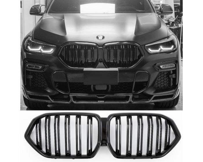 BMW Munuaiset X6 G06 – BMW Kidney Grille X6 G06 (2018–) / BMW Nierengrill X6 G06 – Gloss Black Double Slat M Look