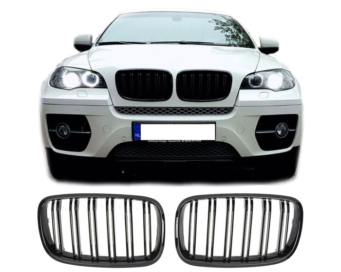 BMW Munuaiset X5 E70 - X6 E71 – Kiiltävän musta BMW Kidney Grille X5 E70 - X6 E71 / Hochglanz Schwarz Double Slat BMW Nierengrill X5 E70 - X6 E71 M Look (2007–2014)