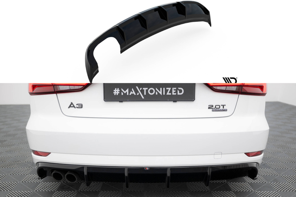 Maxton Design Heckdiffusor Audi A3 Limousine 8V Facelift (Version mit zwei Auspuffblenden auf einer Seite)