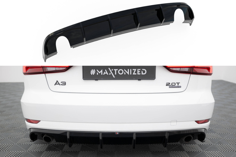 Maxton Design Heckdiffusor Audi A3 Limousine 8V Facelift (Version mit einem Auspuffendrohr auf beiden Seiten)