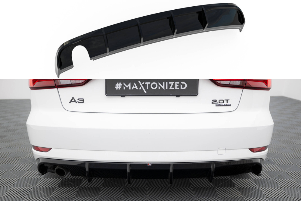 Maxton Design Heckdiffusor Audi A3 Limousine 8V Facelift (Version mit einem Auspuffende auf einer Seite)