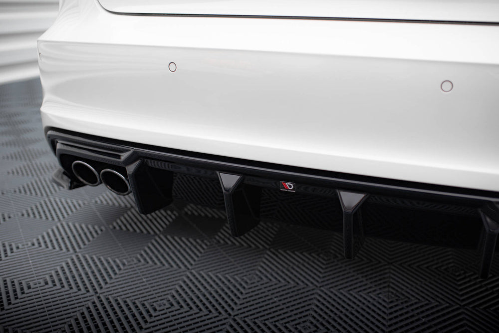 Maxton Design Heckdiffusor Audi A3 S-Line Sportback 8V (Version mit zwei Auspuffblenden auf einer Seite)